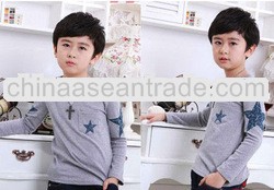 2013 autumn new design The new cotton children's T-shirt Pentagram long-sleeved t-shirts