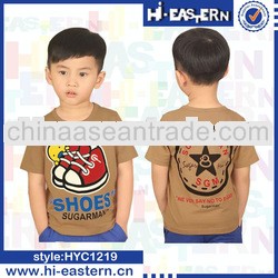 2013 custom fancy boys shoes print t shirt/round collar children t shirt