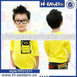 2013 lastest long sleeve children boy t shirt/color contrast long sleeve shirt with pocket