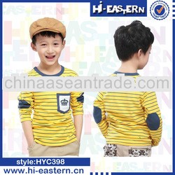 2013 top quality stripe boy's long sleeve t shirt with pocket