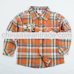 A3265 Orange 2013 fashion kids cotton Oxford plaid blouse shirts/tops