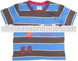 C792# Coffee/blue Nova kids boy summer stripe cotton t shirt