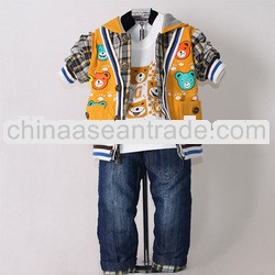 Children Spring And Fall Clothing Set 3Pcs Boys Hoodies And Cotton T Shirt And Jean Trousers New Des