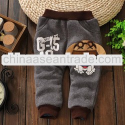 Double layer thickening boy fur pants winter kids wram pants