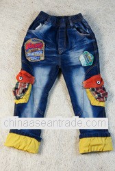 English Letter Embroider Boy Pants Fashion Kid Jeans