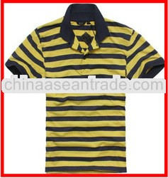 Fashion high quality 100% cotton pique 200 gsm yellow black striped short sleeve boy's polo t sh