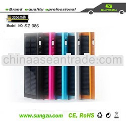 Sungzu multifunctional portable solar charger 2200mah with LED light