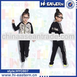 girl clothing sets New cotton stand collar children autumn & winter outfit set fashion kids clot