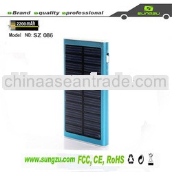 good quality Sungzu real solar charger 2200mah with LED flashlight