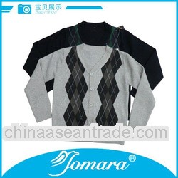 hot sale stylish v-neck boys button sweater