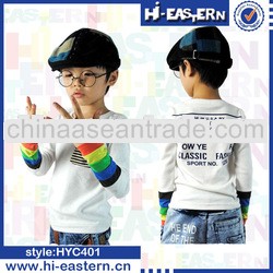 oem leisure cheap children t shirt with colorful long sleeve