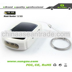 promotional gift Keychain mini Solar mobile Charger with LED flashlight