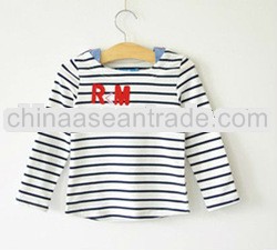 the latest design the autumn stripe leisure children's T-shirt the fashion cotton style