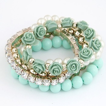 (Min order$10) Free shipping!European and American fashion summer: mix beads flowers temperament Str