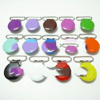 140pcs 1'' 25mm 14 Colors Assorted Enamel Round Shape Suspender Clips