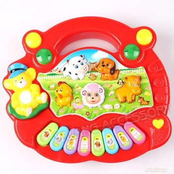 1PC Red Boy&Girl Baby Kid Animal Farm Plastic Electronic Piano Educational Music Toy For Child D