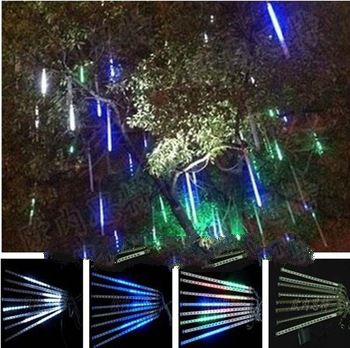 1set 8 Tube 50cm 30 LED total 240 LED Meteor Shower Rain Tube Light White Outdoor Tree Decoration AC