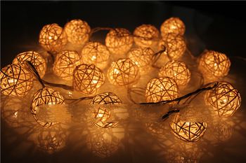 20 Latterns 2.6M Creamy White Rattan material Ball Fairy Light String 220V brand set for home xmas f