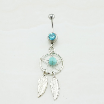 2013 Free Shipping, Dream Catcher Dangle Hot Belly Ring Navel bar Fashion Body Piercing Jewelry Surg