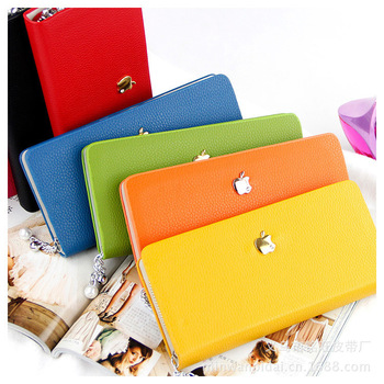 2013 Hot Selling Designer Brand Pearl Zipper Women Leather Wallets Coin Purse Ladies 21*10.5cm 10 Co