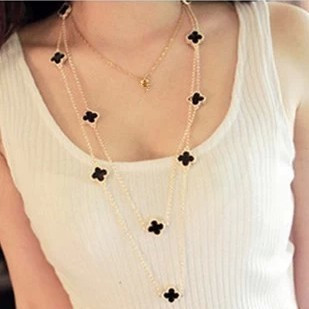 2013 Long Chain Necklace Four Leaf Body Chain Necklace Ks Jewelry  Fashion Women Necklace