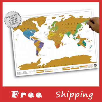 2013 New Arrival Free Shipping Scratch Map Of The World,Map Decoration,Map Play Traveler's favor