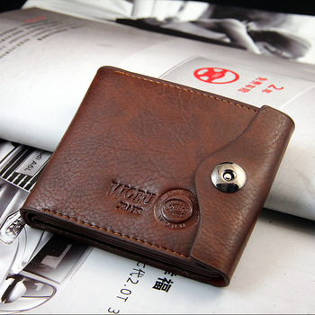 2013 New Arrival_Men High quality casual suction buckle genuine leather cowhide wallet, card holder,