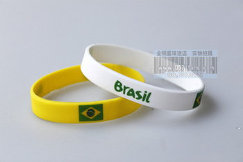 2014 World Cup soccer fans wristband / bracelet strap Brazil fans / Brazilian flag silicone bracelet