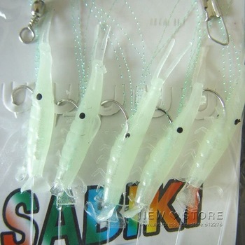 25pcs New Sabiki Soft Fishing Lure Rigs Luminous Shrimp Bait Jigs Lure FT012