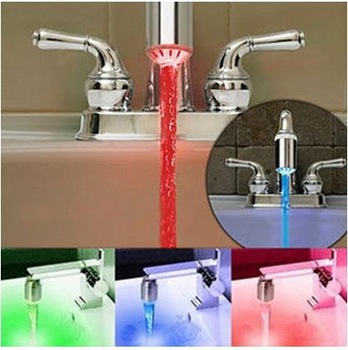 2pcs No battery Automatic Temperature Sensor 3 Color RGB Glow Shower LED Light Water Faucet Tap whol