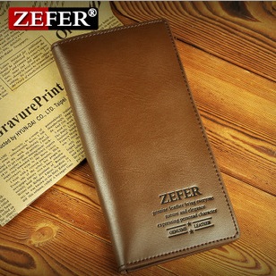 3 Colors ZEFER Brown Black Genuine Leather hand Bag Wallet Real Purse Day Clutch Card for men man Mo