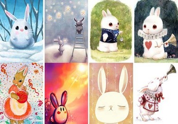 40  pcs " clothed rabbit   " postcard