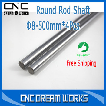 4pcs 3D Printer Rod Shaft 8mm-L500mm Chrome Plated Cylinder Linear Rail Round Rod Shaft Linear Motio