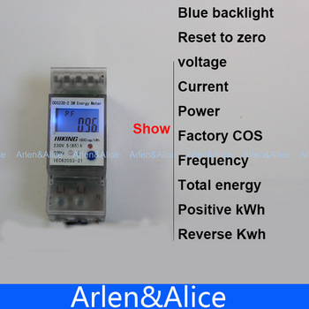 5(65)A 230V 50HZ reset to zero show  voltage current power Single phase Din rail KWH Watt hour din-r