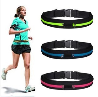 5 Colours double Zipper  Waterproof running waist bag,Jogging belt bag,mobile phone sport bag,canvas