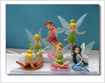 6 Pieces 10CM High Peter Pan Tinker Bell Angel Action Toys Figures Dolls  WA0045