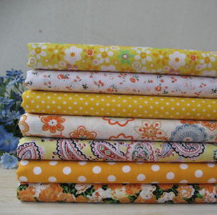 7 Pieces/lot Yellow Pattern Series 100% Cotton Fabric Patchwork Fabric Square,50cm*50cm FREE SHIPPIN