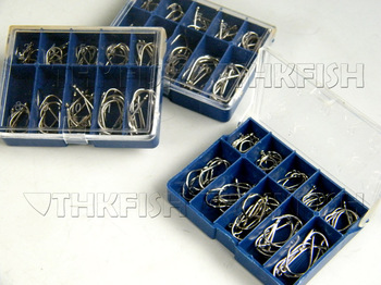 700X Mixed 10 Sizes Carbon Silver Fishing Hooks With Box Free Shipping