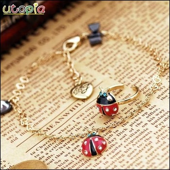 BJ Anklets Bracelet and Ring Set Free shipping For Leg Foot Bracelet Ring 2013 New Arrival --Ladybug