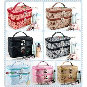 Double Layered character Women Zipper Cosmetic Case Bag Makeup Purse drop shipping