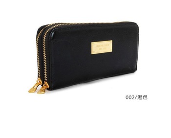 Famous brand women double zipper wallets shine PU leather Hasp ladies purse female wholesale wallets