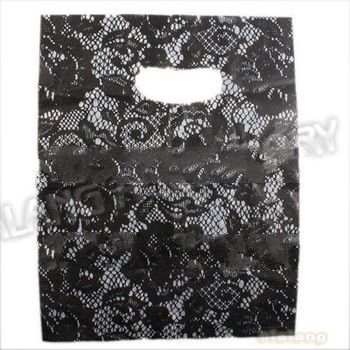 Fashion Black flower printed Plastic Useful Boutique Gift Bags 180pcs/lot Hotsale Carrier bags 25x22