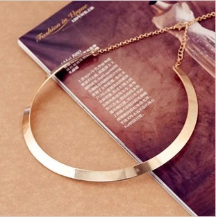 Fashion Making simple shape metal texture collar necklace (narrow version of gold) Free Shipping 201
