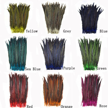 Free Shipping 100pcs/lots Multi-Colors Dyed Loose pheasant Tail feathers 12-14inches/30-35cm For Cra