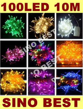 Free Shipping Holiday Outdoor RGB 100 LED String Lights 10M 220V 110V Christmas Xmas Wedding Party D