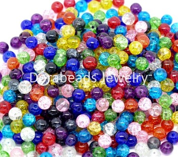 Free Shipping! Mixed Multicolor Crackle Glass Round Beads 6mm, sold per lot of 200 (B04930), mixed a