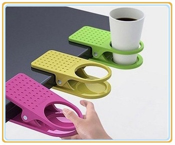 Free Shipping New Arrival Office Table Desk Drink Coffee Cup Holder Clip Drinklip 3pcs/lot (Random C