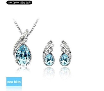 Free Shipping White Gold Plated Necklace/Earrings, Make With Austria Elements,Crystal Set K189&R