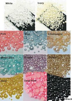 Free shipping 1000pcs/bag mixed 2 3 4 5 6 8 10mm ABS imitation pearls half round flatback pearls for