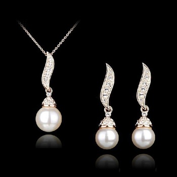 Free shipping 18K Gold Plated Jewelry Sets   ,Rose Gold Plated ,Pear With Austrian Crystal , Nickel